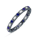 Minimalist 2.5mm Full Eternity Band CZ & Blue Sapphire CZ 925 Sterling Silver