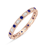 Minimalist 2.5mm Full Eternity Band CZ & Blue Sapphire CZ 925 Sterling Silver