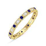 Minimalist 2.5mm Full Eternity Band CZ & Blue Sapphire CZ 925 Sterling Silver