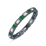 Minimalist 2.5mm Full Eternity Band CZ & Green Emerald CZ 925 Sterling Silver