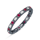 Minimalist 2.5mm Full Eternity Band CZ & Ruby CZ 925 Sterling Silver