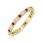 Minimalist 2.5mm Full Eternity Band CZ & Ruby CZ 925 Sterling Silver