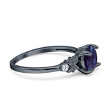 Art Deco Round Natural Stone Floral Ring