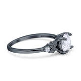 Art Deco Round Natural Stone Floral Ring