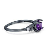 Art Deco Round Natural Stone Floral Ring