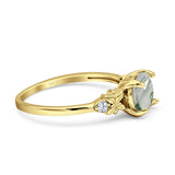 Art Deco Round Natural Stone Floral Ring