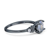 Art Deco Round Natural Stone Floral Ring