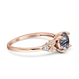 Art Deco Round Natural Stone Floral Ring