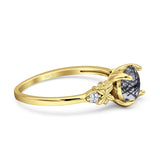 Art Deco Round Natural Stone Floral Ring