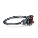 Art Deco Round Natural Stone Floral Ring