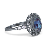 Art Deco Oval Natural Stone Beaded Ring