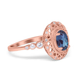 Art Deco Oval Natural Stone Beaded Ring