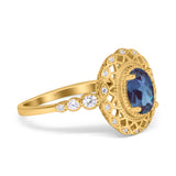 Art Deco Oval Natural Stone Beaded Ring