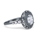 Art Deco Oval Natural Stone Beaded Ring