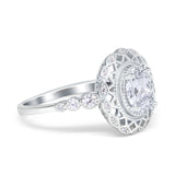 Art Deco Oval Natural Stone Beaded Ring