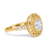 Art Deco Oval Natural Stone Beaded Ring