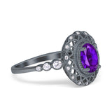 Art Deco Oval Natural Stone Beaded Ring