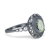 Art Deco Oval Natural Stone Beaded Ring