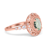 Art Deco Oval Natural Stone Beaded Ring