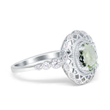 Art Deco Oval Natural Stone Beaded Ring