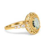 Art Deco Oval Natural Stone Beaded Ring