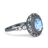 Art Deco Oval Natural Stone Beaded Ring