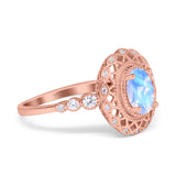 Art Deco Oval Natural Stone Beaded Ring