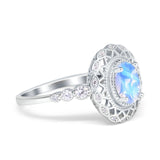 Art Deco Oval Natural Stone Beaded Ring