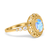 Art Deco Oval Natural Stone Beaded Ring