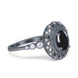 Art Deco Oval Natural Stone Beaded Ring