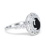 Art Deco Oval Natural Stone Beaded Ring