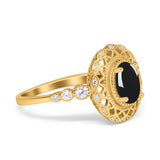 Art Deco Oval Natural Stone Beaded Ring