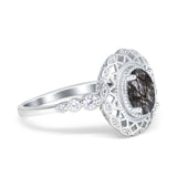 Art Deco Oval Natural Stone Beaded Ring