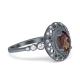 Art Deco Oval Natural Stone Beaded Ring