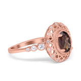 Art Deco Oval Natural Stone Beaded Ring