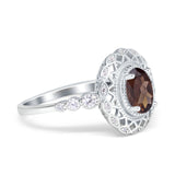 Art Deco Oval Natural Stone Beaded Ring