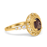 Art Deco Oval Natural Stone Beaded Ring