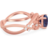 Art Deco Round Natural Stone Flower Ring