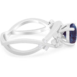 Art Deco Round Natural Stone Flower Ring