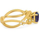 Art Deco Round Natural Stone Flower Ring