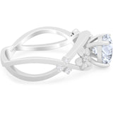 Art Deco Round Natural Stone Flower Ring