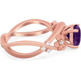 Art Deco Round Natural Stone Flower Ring