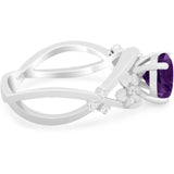 Art Deco Round Natural Stone Flower Ring