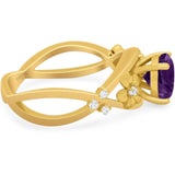 Art Deco Round Natural Stone Flower Ring