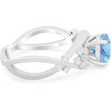 Art Deco Round Natural Stone Flower Ring