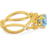 Art Deco Round Natural Stone Flower Ring