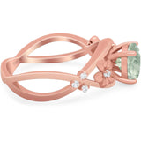 Art Deco Round Natural Stone Flower Ring