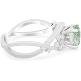 Art Deco Round Natural Stone Flower Ring