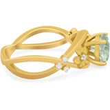 Art Deco Round Natural Stone Flower Ring