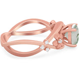 Art Deco Round Natural Stone Flower Ring